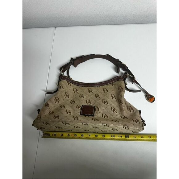 DOONEY & BOURKE SIGNATURE MONOGRAM BLACK GREY EAST/WEST SLOUCH SATCHEL BAG - Picture 10 of 16